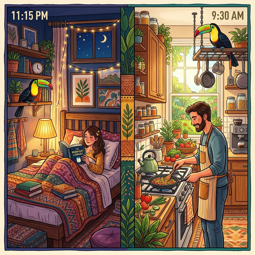 Daily Routine Vocabulary Illustration