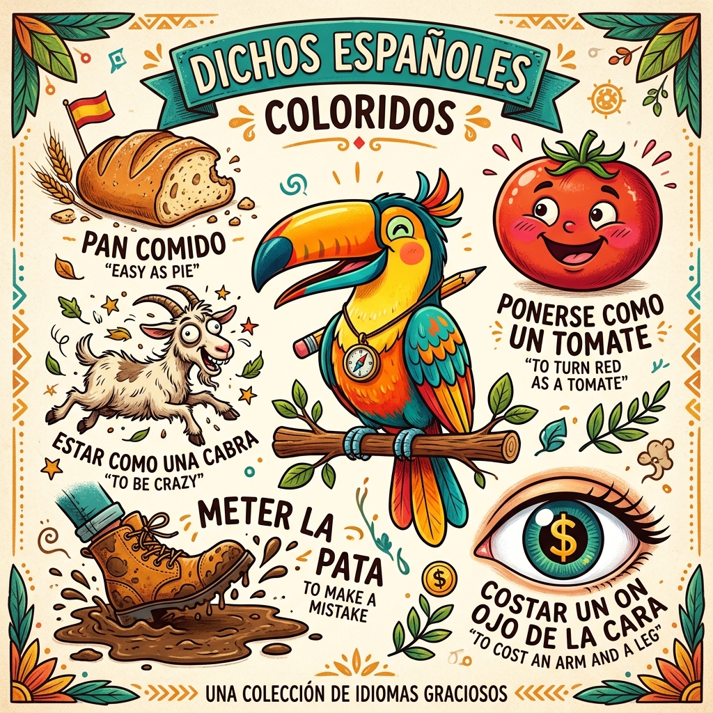 Spanish Idioms Doodles Infographic