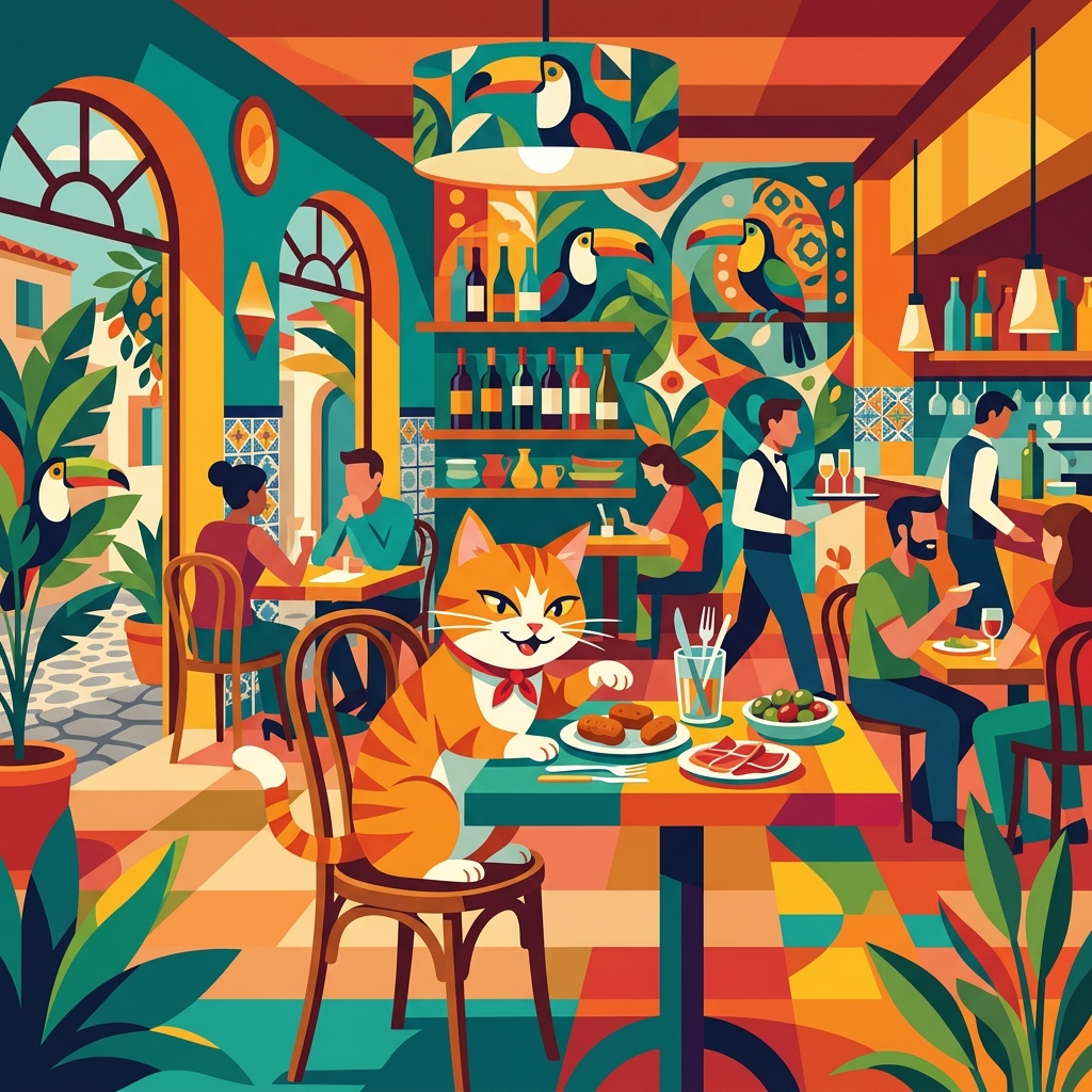 Chester at the restaurant