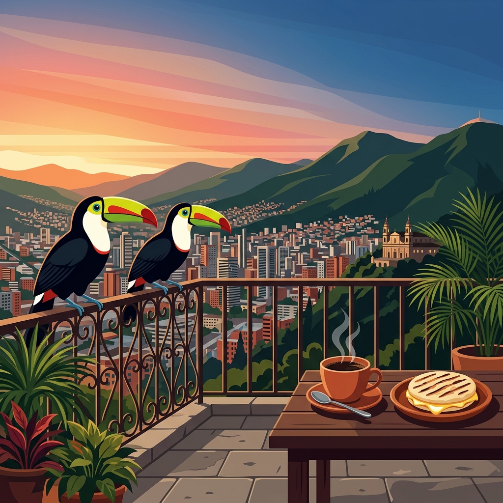 Panoramic view of Bogota at sunrise
