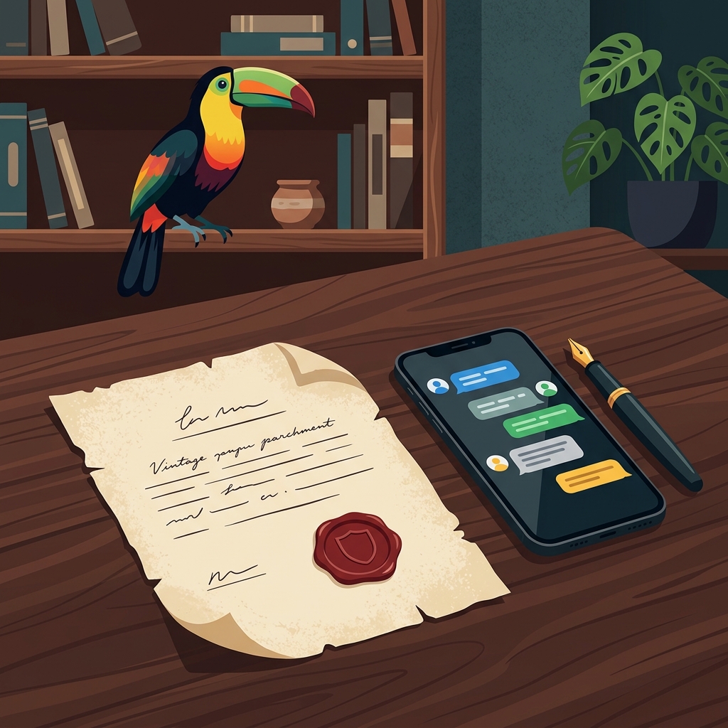 Parchment letter and smartphone