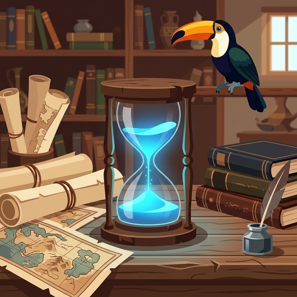 Hourglass on table
