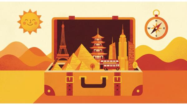 Ilustración de ciudad moderna y ruidosa, estilo Tucaneo