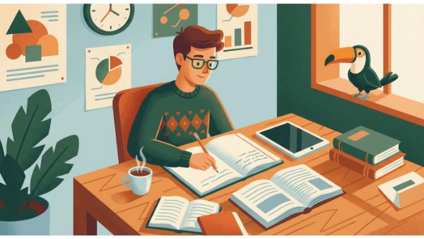 Estudiante escribiendo - Pretérito Indefinido