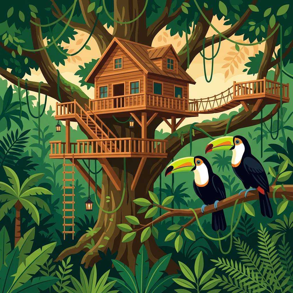 A treehouse in the jungle