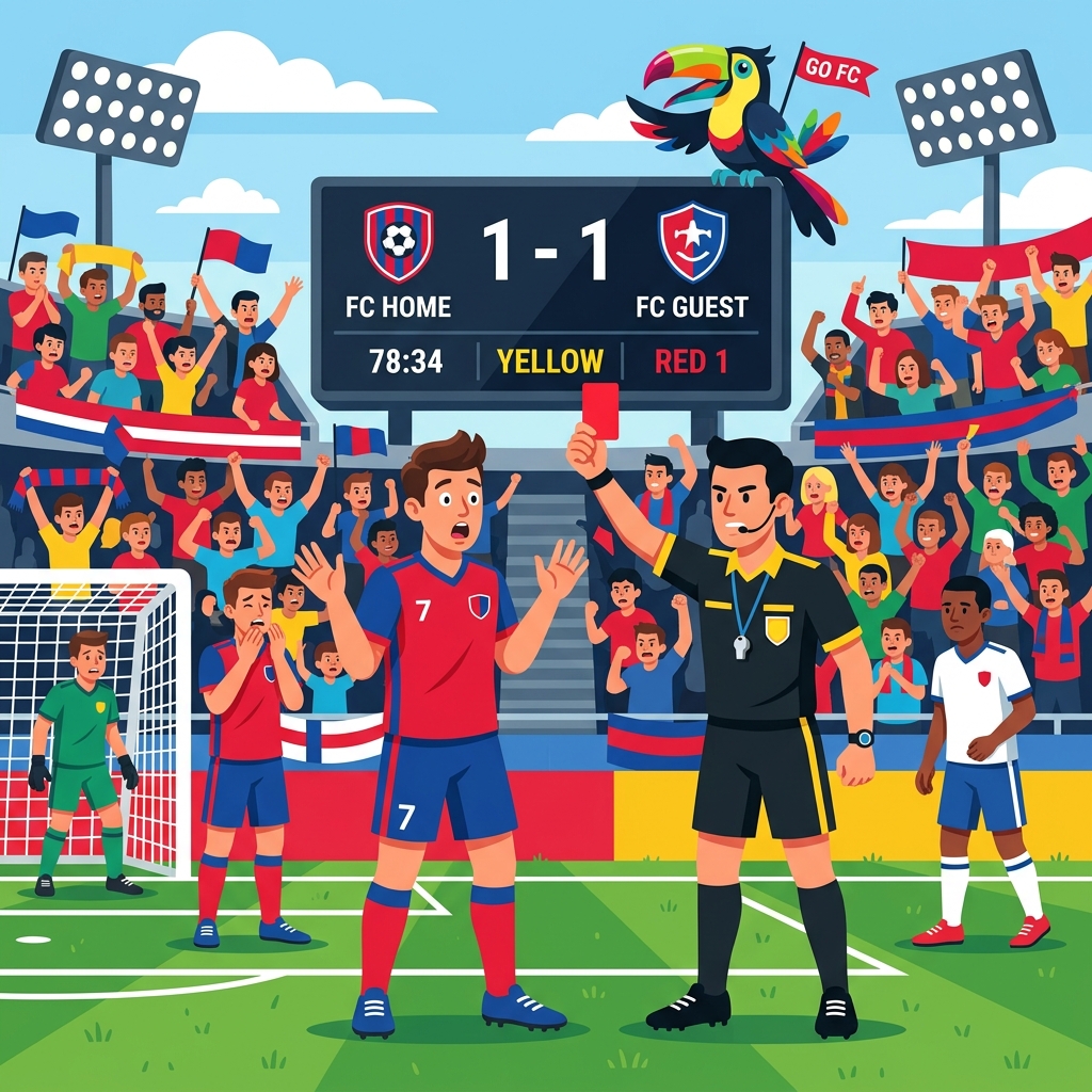 Soccer referee showing red card illustration