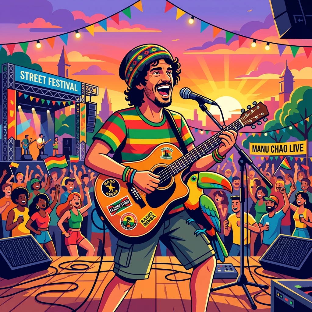 Guitarist performing illustration